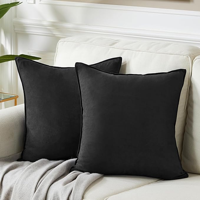 Fancy Homi 2 Packs Black Decorative Throw Pillow Covers 14x14 Inch by Fancy+Homi