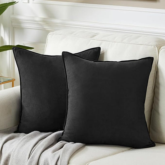 Fancy Homi 2 Packs Black Decorative Throw Pillow Covers 16x16 inch, Super Soft by Fancy+Homi