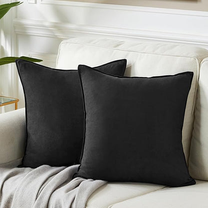 Fancy Homi 2 Packs Black Decorative Throw Pillow Covers 20x20 inch, Super Soft by Fancy+Homi