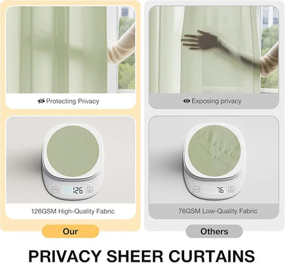 Anmao Non-See-Through Sage Green Privacy Semi Sheer Curtains - Image 2