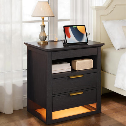 rresyet 3 drawer nightstand with charging station &, main product view