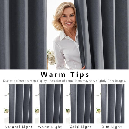 Linen 100% Blackout Curtains for Bedroom, Back Tab/Rod Pocket Curtain for - Image 6