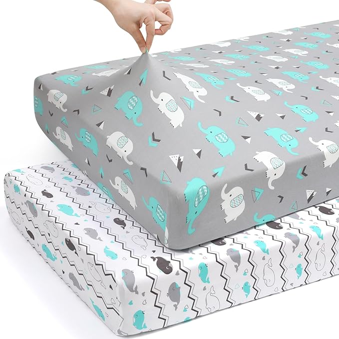 Pack n Play Sheets, BROLEX 2 Pack Mini Crib Sheets, Stretchy Portable Fitted - Image 3