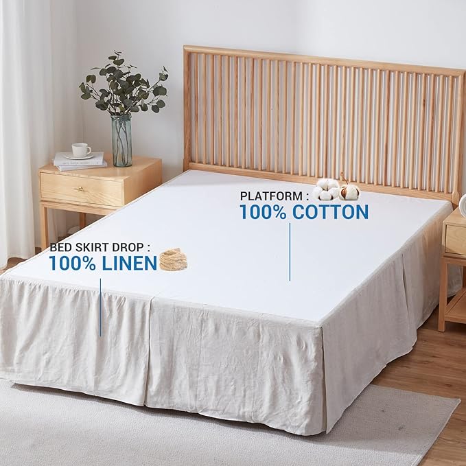 Simple&Opulence Premium Linen Bed Skirt Basic Style 18 inch Tailored Drop Dust - Image 2