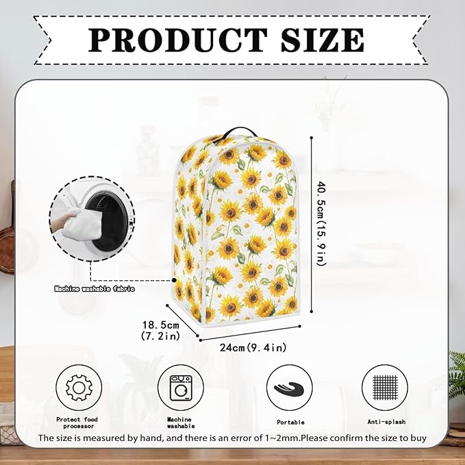 Sunflower Blender Covers for Kitchen Yellow Appliance Cover Washable Anti-Stain - Image 5
