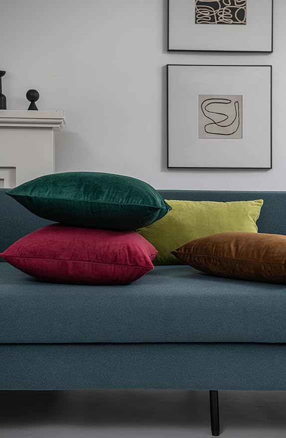 Decorative Pillow Covers 18x18 Green Christmas: 2 Pack Cozy Soft Velvet Square - Image 5