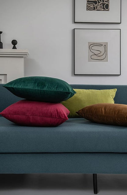 Decorative Pillow Covers 24x24 Green Christmas: 2 Pack Cozy Soft Velvet Square - Image 3