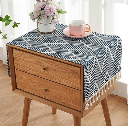 Simple Bedside Table Tassel Cover Cloth, Nightstand Tablecloth Cover Towel by Tablecloth