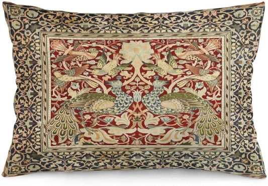 Vintage Peacock Floral William Morris Throw Pillow Covers 12x20 Inch Aesthetic by Unknown