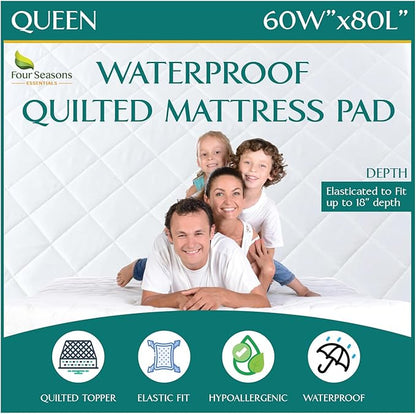 Queen Size Quilted Mattress Pad by FourSeasonsEssentials