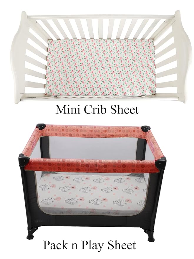 Pack n Play Sheet Stretchy Fitted Portable Mini Crib Sheets Set 3 Pack - Image 2