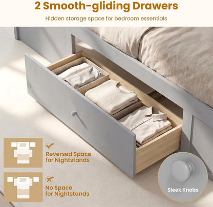 komfott twin rattan bed frame with 2 storage, package contents