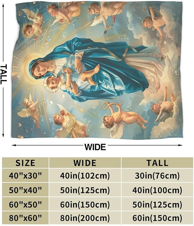 Virgin Mary Blanket Our Lady of Guadalupe Throw Blanket Flannel Stuff Merch - Image 3