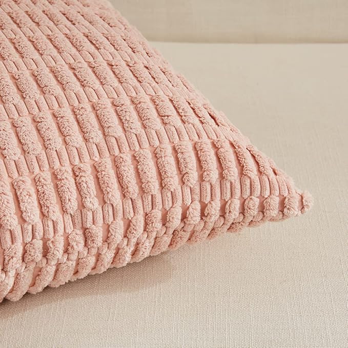Fancy Homi 4 Packs Boho Pink Decorative Throw Pillow Covers 18x18 Inch - Image 4