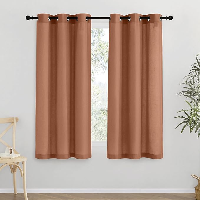 NICETOWN Caramel Short Linen Curtains by NICETOWN