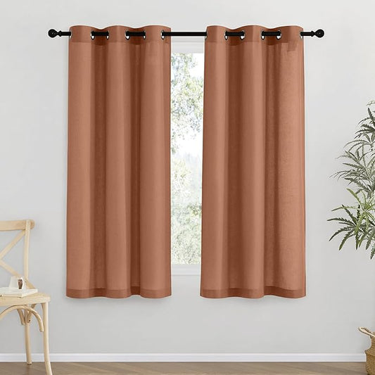 NICETOWN Caramel Short Linen Curtains by NICETOWN