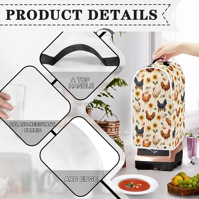 Talayituse Rooster Chicken Egg Sunflower Print Blender Dust Cover - Image 4