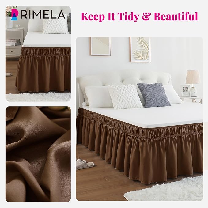RIMELA Bed Skirt Full Size 15 Inch Drop, Elastic Bed Skirting - Image 3