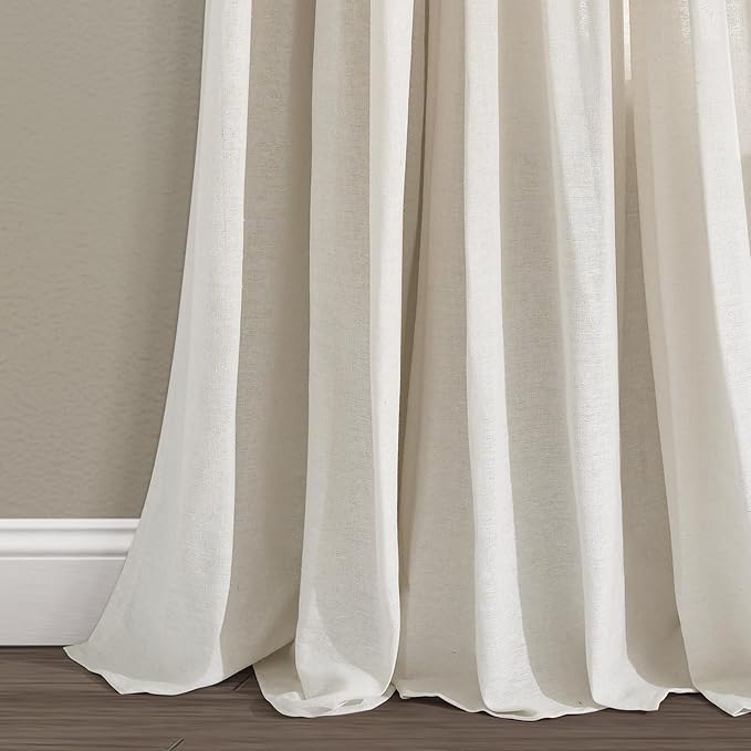 Lush Decor Linen Button Window Curtain Panel, Off White - Image 4