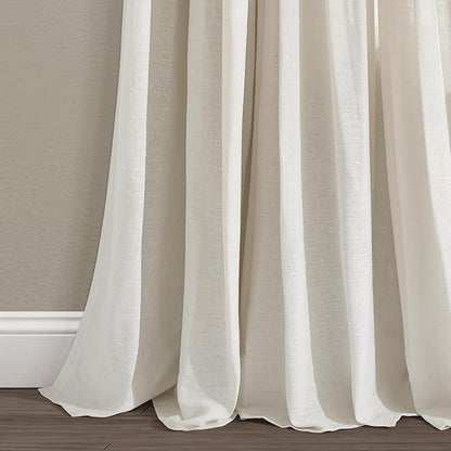Lush Decor Linen Button Window Curtain Panel, Off White - Image 4