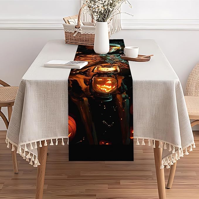 Elegant Skeleton Halloween Table Runner – 13x72 Inch Spooky Table Decor - Image 6