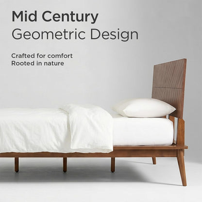 loki solid wood platform bed full, chevron headboard, close-up detail
