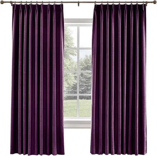 TWOPAGES 36 W x 84 L inch Pinch Pleated Curtain Room Darkening Linen Drapery by TWOPAGES