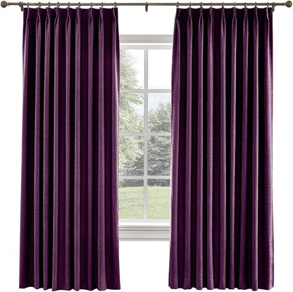 TWOPAGES 36 W x 120 L inch Pinch Pleated Curtain Room Darkening Linen Drapery by TWOPAGES