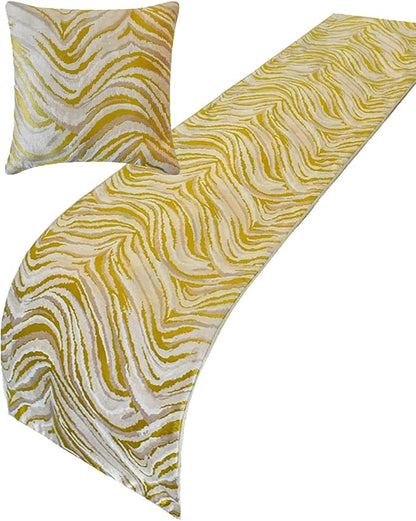 The HomeCentric King/Queen/Twin Yellow & Grey Decorative Bed Runner Queen - Image 5