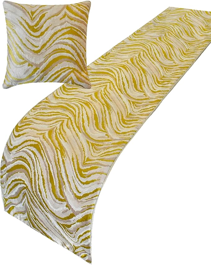 The HomeCentric King/Queen/Twin Yellow & Grey Decorative Bed Runner Twin - Image 5