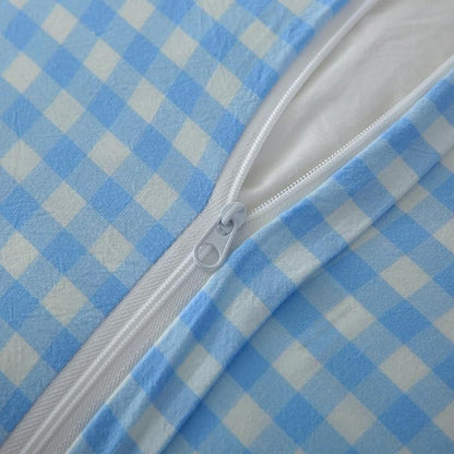 2 Pack Vintage Sky Blue Plaid Ruffle Throw Pillow Covers, Washed Cotton - Image 4