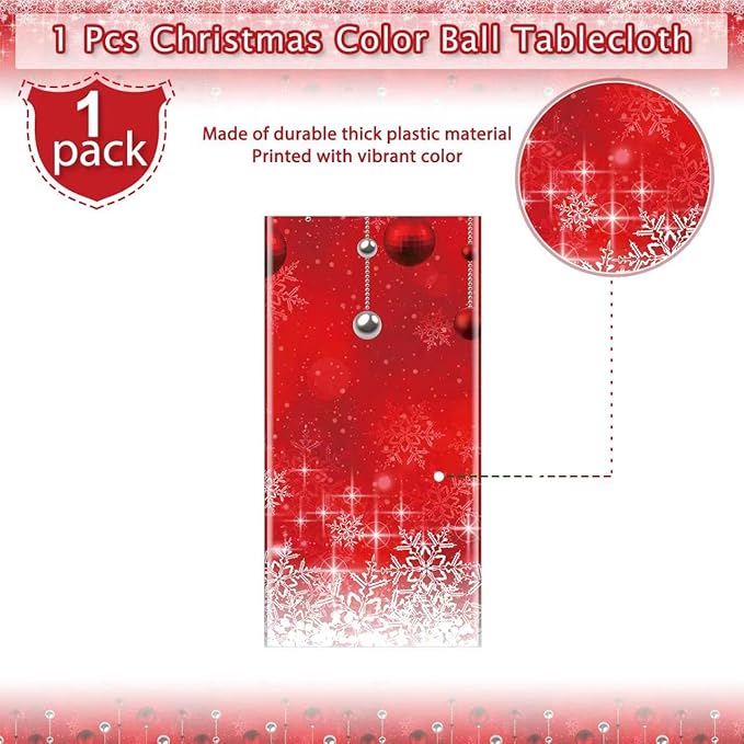 Jectivs 1Pieces Merry Christmas Tablecloth Plastic Christmas Tree Ball Table - Image 3