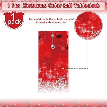 Jectivs 1Pieces Merry Christmas Tablecloth Plastic Christmas Tree Ball Table - Image 3