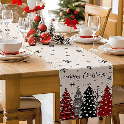 Christmas Tree Table Runner, 16x72 Inch, Merry Christmas Linen Table Runners - Image 7