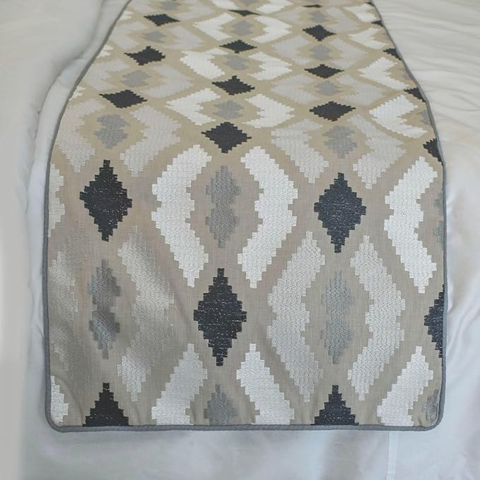 The HomeCentric King/Queen/Twin Beige Decorative Bed Runner Full 68"x18" Bed - Image 4