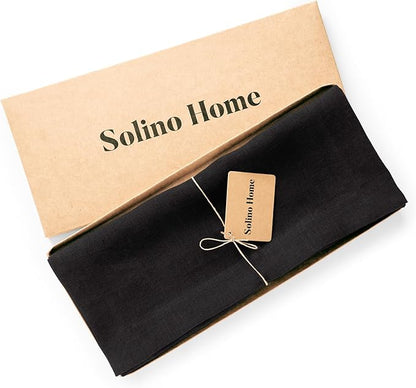 Solino Home 100% Pure Linen Black Table Runner 72 Inches - Image 5