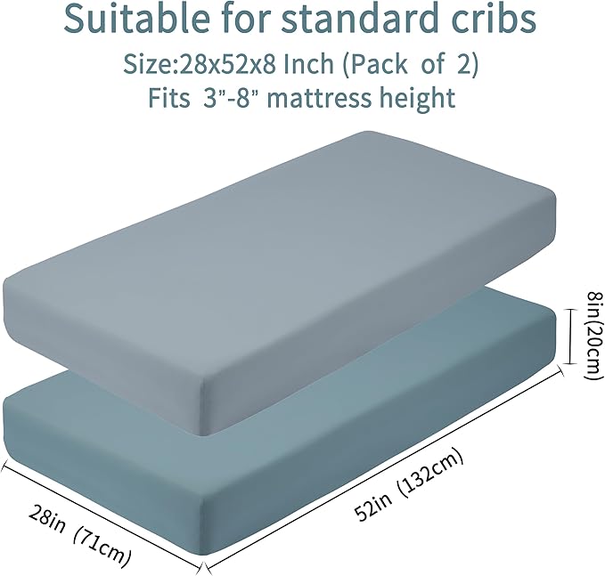 Baby Crib Sheets for Boys Girls, 2 Pack Fitted Crib Sheet for Standard Crib and - Image 4