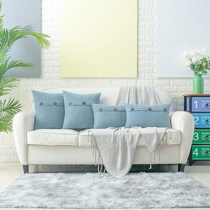 HWY 50 Light Blue Chenille Throw Pillow Covers 12x20 Inch - Image 6
