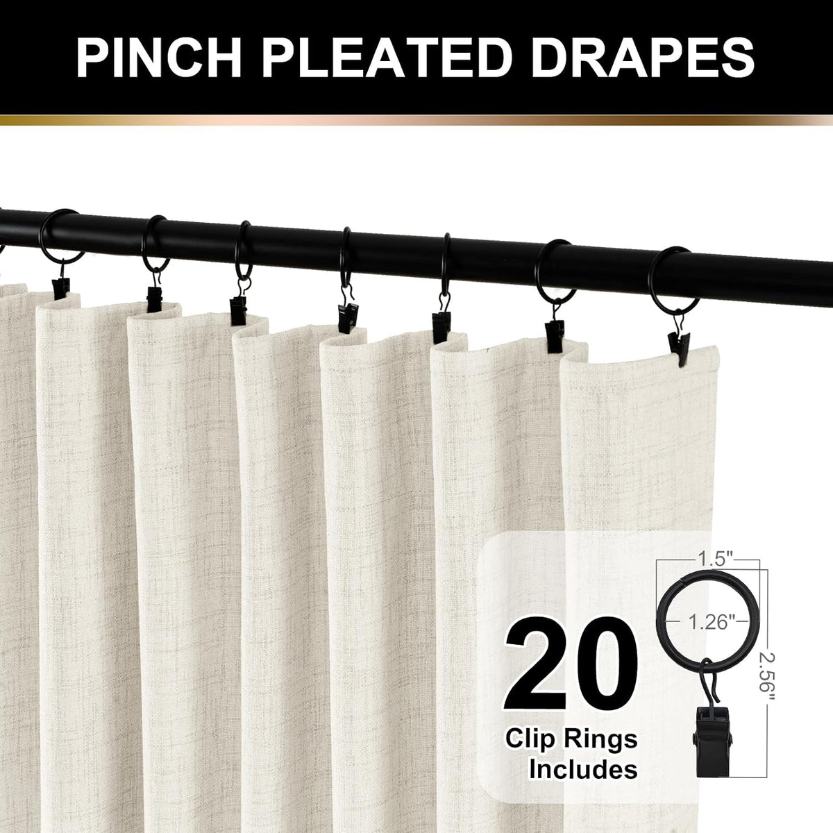 linen total blackout curtains for bedroom 84 inch, close-up detail