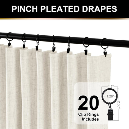 linen total blackout curtains for bedroom 84 inch, close-up detail