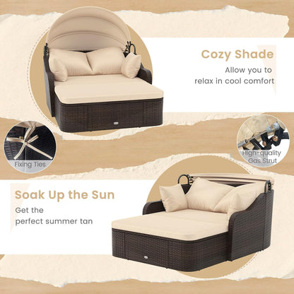 tangkula pe rattan patio daybed with retractable canopy, package contents