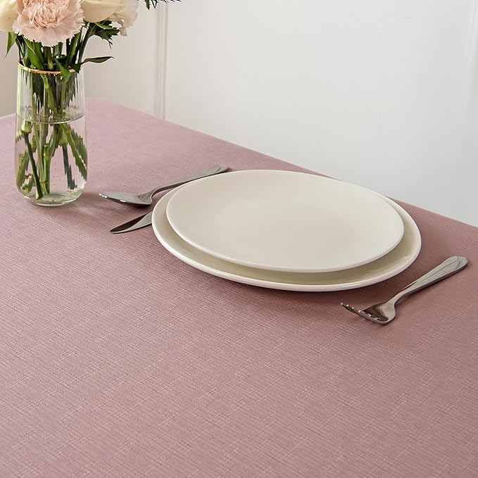 maxmill Square Tablecloth Slubby Texture Stain Resistant Waterproof Wrinkle - Image 3