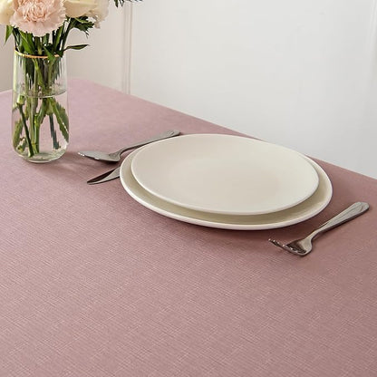 maxmill Faux Linen Textured Rectangle Tablecloth Water Resistant Wrinkle Free - Image 3