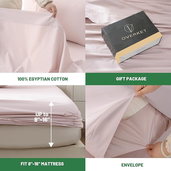 100% Egyptian Cotton Sheets King Size 4PCS 1000 Thread Count Sateen Weave Soft - Image 4
