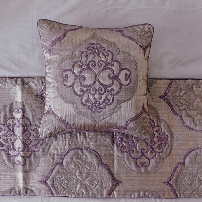 The HomeCentric King/Queen/Twin Purple Decorative Queen 74"x18" Bed Runner - Image 3