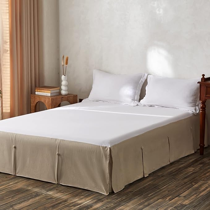 BISELINA French Linen Bed Skirt Split Corner by BISELINA