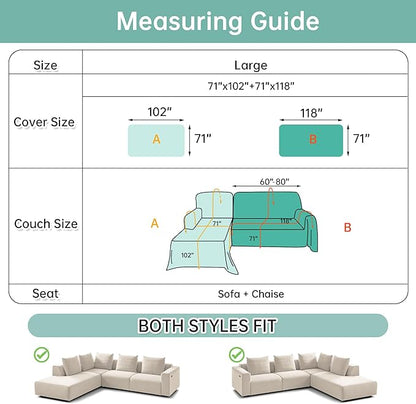 MYSKY HOME Couch Cover for Sectional Sofa, 2 Pieces Couch Covers for L Shape - Image 2