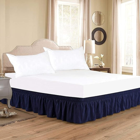Navy Blue Wrap Around Bed Skirts by Unknown