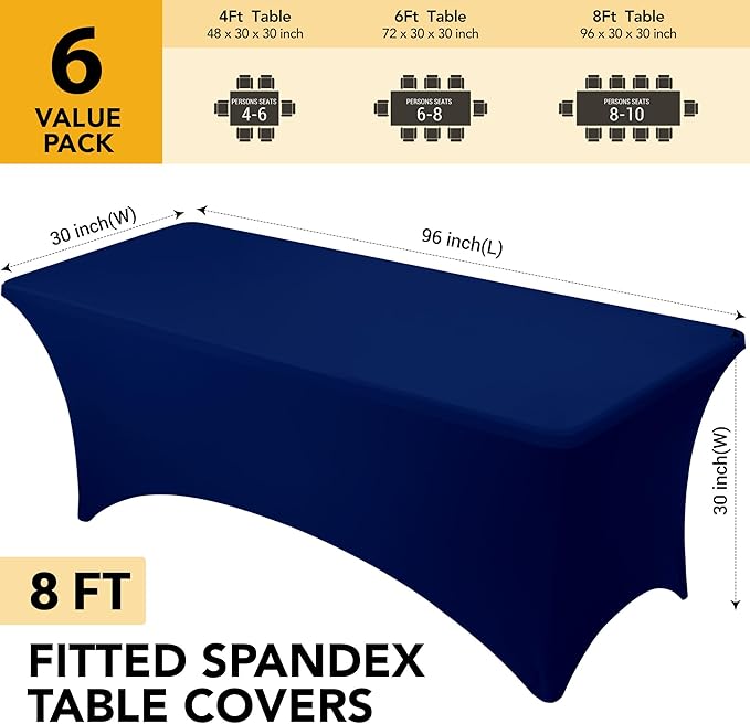 6-Pack Premium Navy Blue Spandex Tablecloths - Image 6