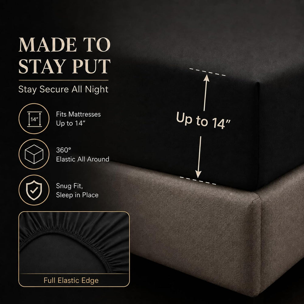 CozyLux King Size Comforter Set Black, 7 Pieces Pintuck Bed in a Bag